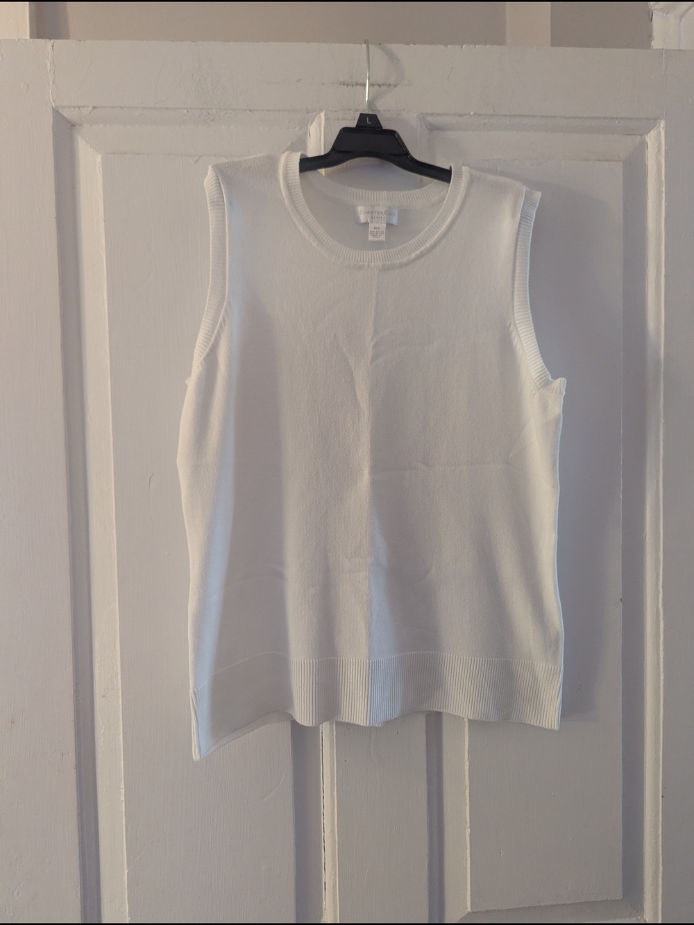 Charter Club White Ribbed Sleeveless Knit Tank